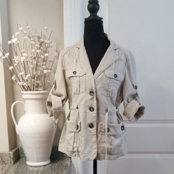 Sere Nade Light Beige Linen Blend Jacket - Picture 10 of 12